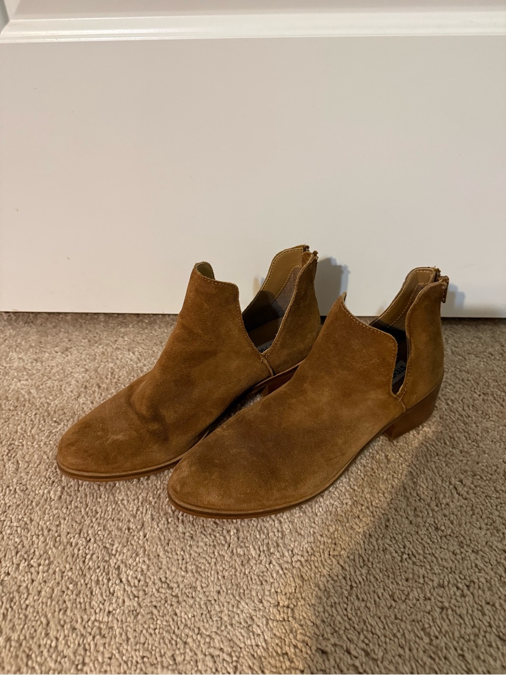 Steve Madden Tan Suede Cutout Ankle Booties